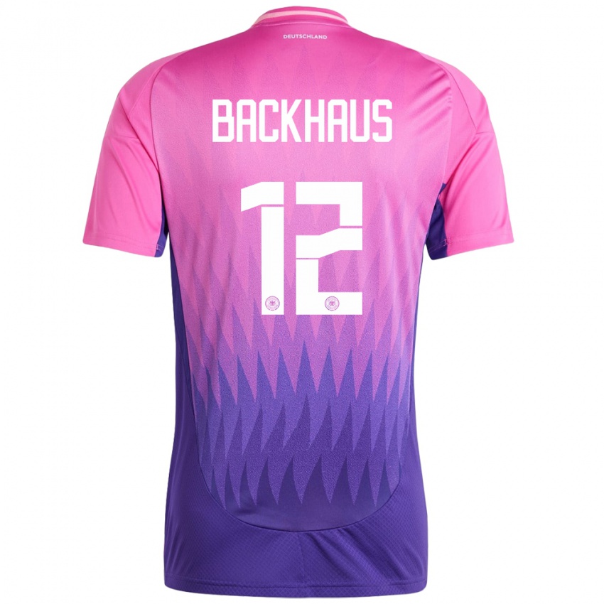 Heren Duitsland Mio Backhaus #12 Roze Paars Uitshirt Uittenue 24-26 T-Shirt België