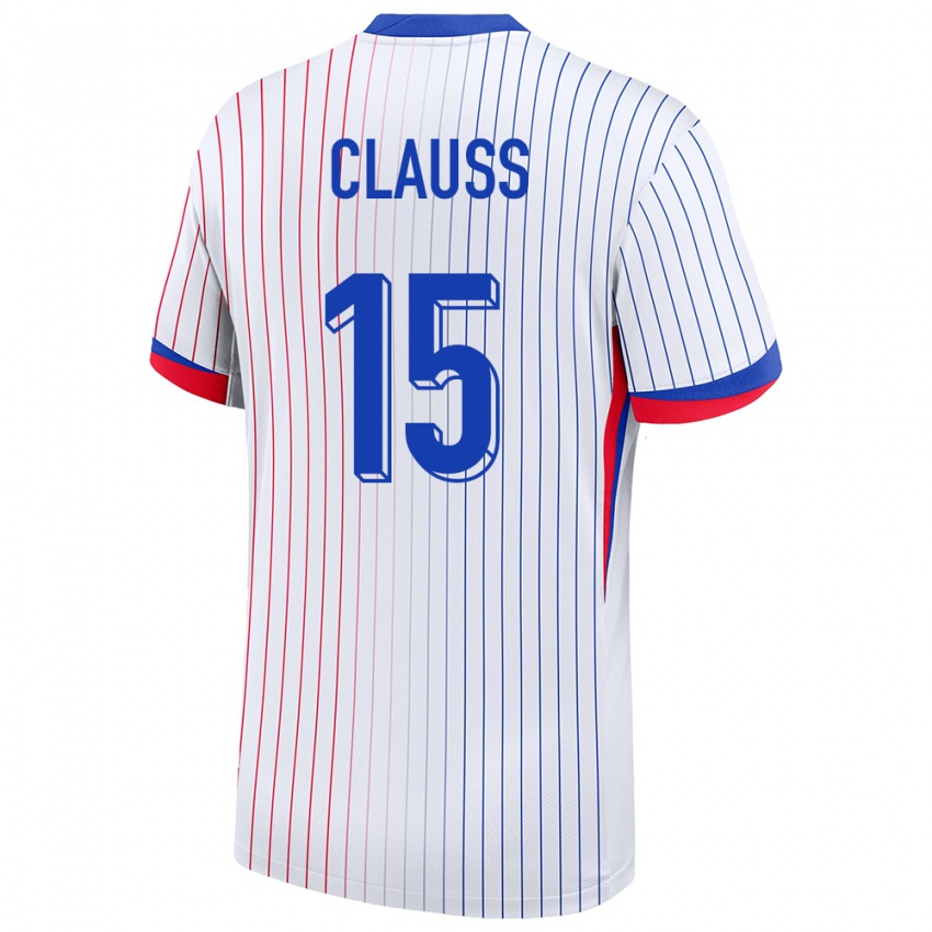 Herren Frankreich Jonathan Clauss #15 Weiß Auswärtstrikot Trikot 24-26 T-Shirt Belgien