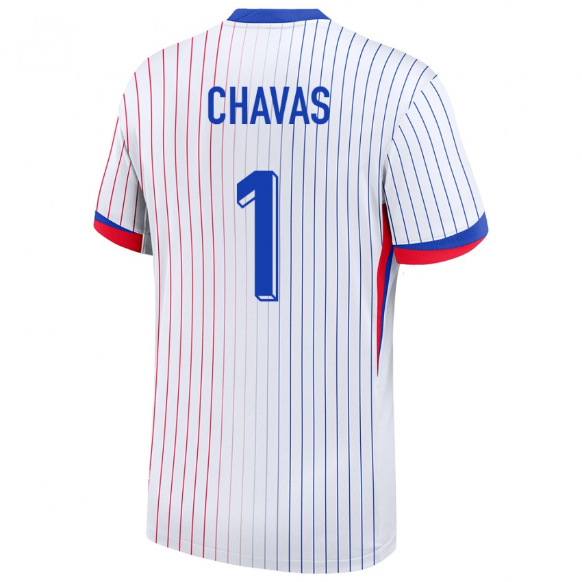 Herren Frankreich Mylene Chavas #1 Weiß Auswärtstrikot Trikot 24-26 T-Shirt Belgien