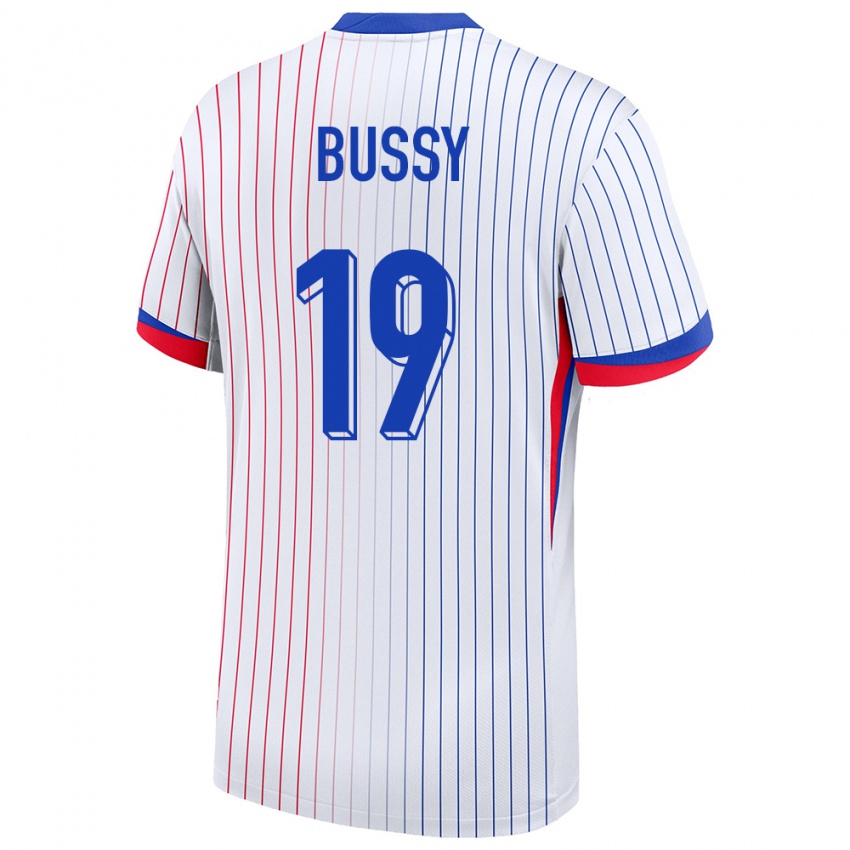 Herren Frankreich Kessya Bussy #19 Weiß Auswärtstrikot Trikot 24-26 T-Shirt Belgien
