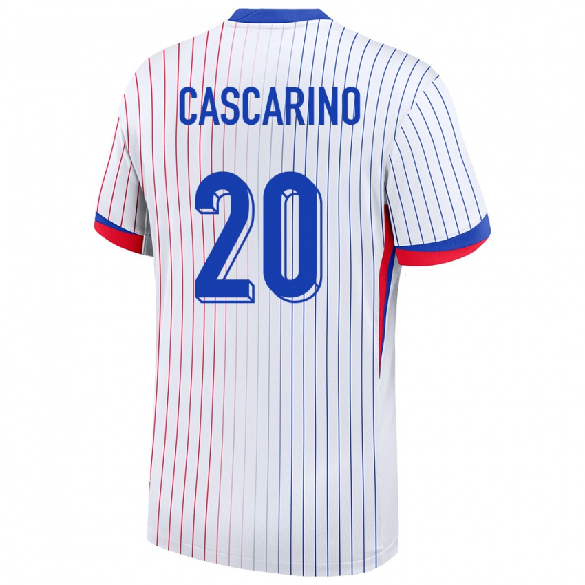 Herren Frankreich Delphine Cascarino #20 Weiß Auswärtstrikot Trikot 24-26 T-Shirt Belgien