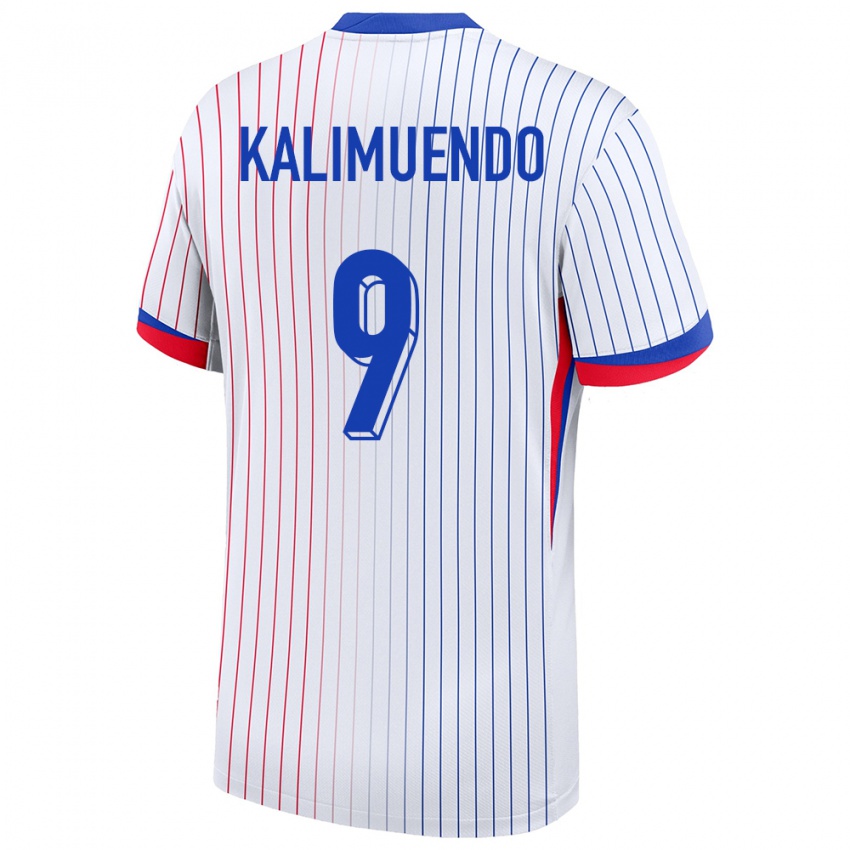 Heren Frankrijk Arnaud Kalimuendo #9 Wit Uitshirt Uittenue 24-26 T-Shirt België
