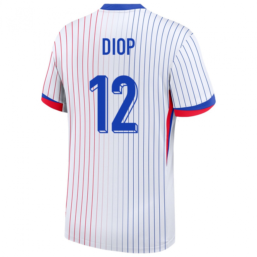 Herren Frankreich Sofiane Diop #12 Weiß Auswärtstrikot Trikot 24-26 T-Shirt Belgien