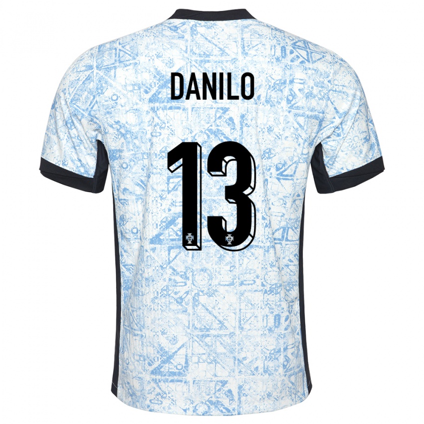 Heren Portugal Danilo Pereira #13 Crème Blauw Uitshirt Uittenue 24-26 T-Shirt België