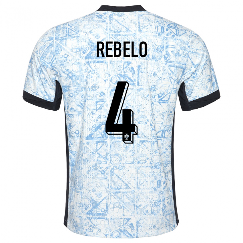 Herren Portugal Silvia Rebelo #4 Cremeblau Auswärtstrikot Trikot 24-26 T-Shirt Belgien