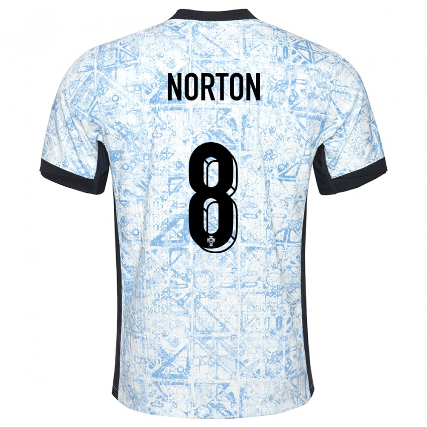 Herren Portugal Andreia Norton #8 Cremeblau Auswärtstrikot Trikot 24-26 T-Shirt Belgien