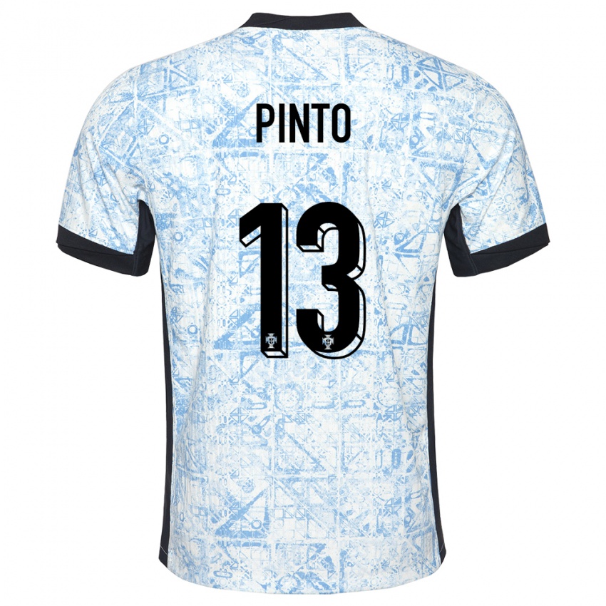 Heren Portugal Fatima Pinto #13 Crème Blauw Uitshirt Uittenue 24-26 T-Shirt België