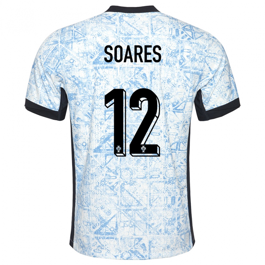 Heren Portugal Samuel Soares #12 Crème Blauw Uitshirt Uittenue 24-26 T-Shirt België