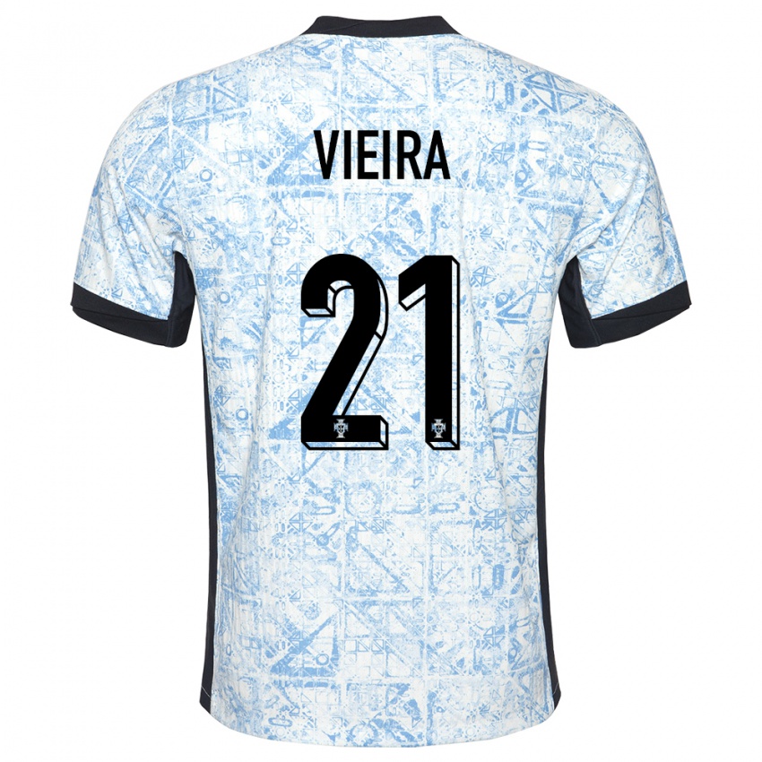 Herren Portugal Fabio Vieira #21 Cremeblau Auswärtstrikot Trikot 24-26 T-Shirt Belgien