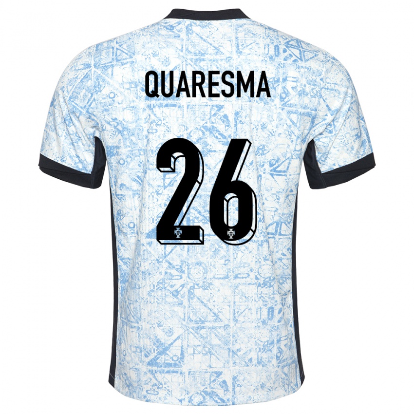 Herren Portugal Eduardo Quaresma #26 Cremeblau Auswärtstrikot Trikot 24-26 T-Shirt Belgien