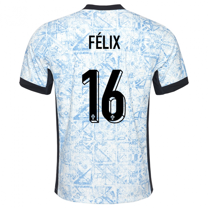Herren Portugal Hugo Felix #16 Cremeblau Auswärtstrikot Trikot 24-26 T-Shirt Belgien