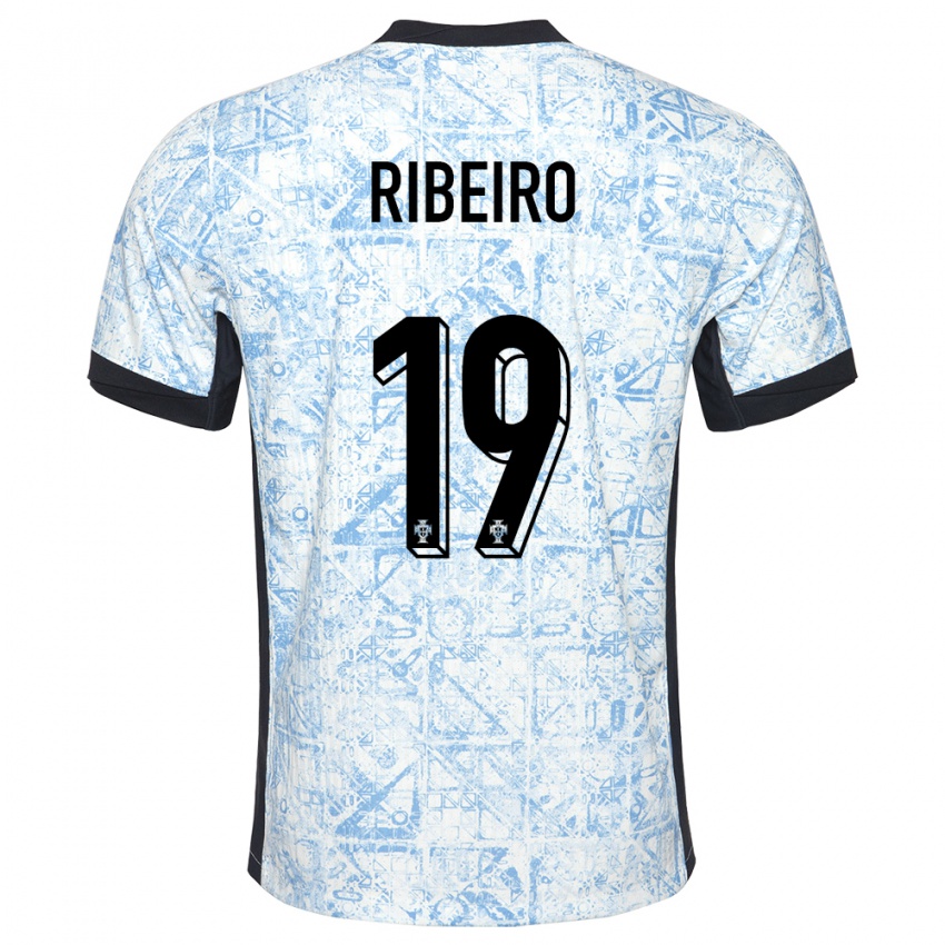 Heren Portugal Rodrigo Ribeiro #19 Crème Blauw Uitshirt Uittenue 24-26 T-Shirt België