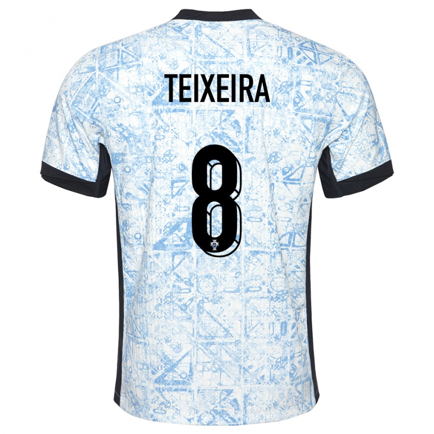 Heren Portugal Joao Teixeira #8 Crème Blauw Uitshirt Uittenue 24-26 T-Shirt België