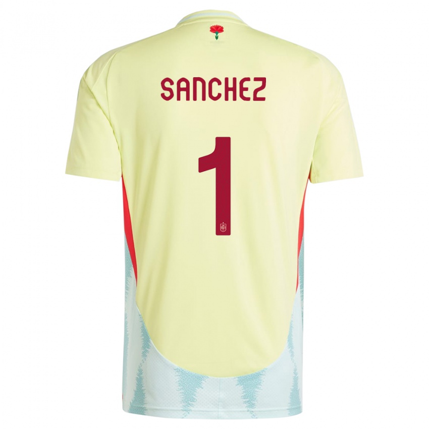 Herren Spanien Robert Sanchez #1 Gelb Auswärtstrikot Trikot 24-26 T-Shirt Belgien