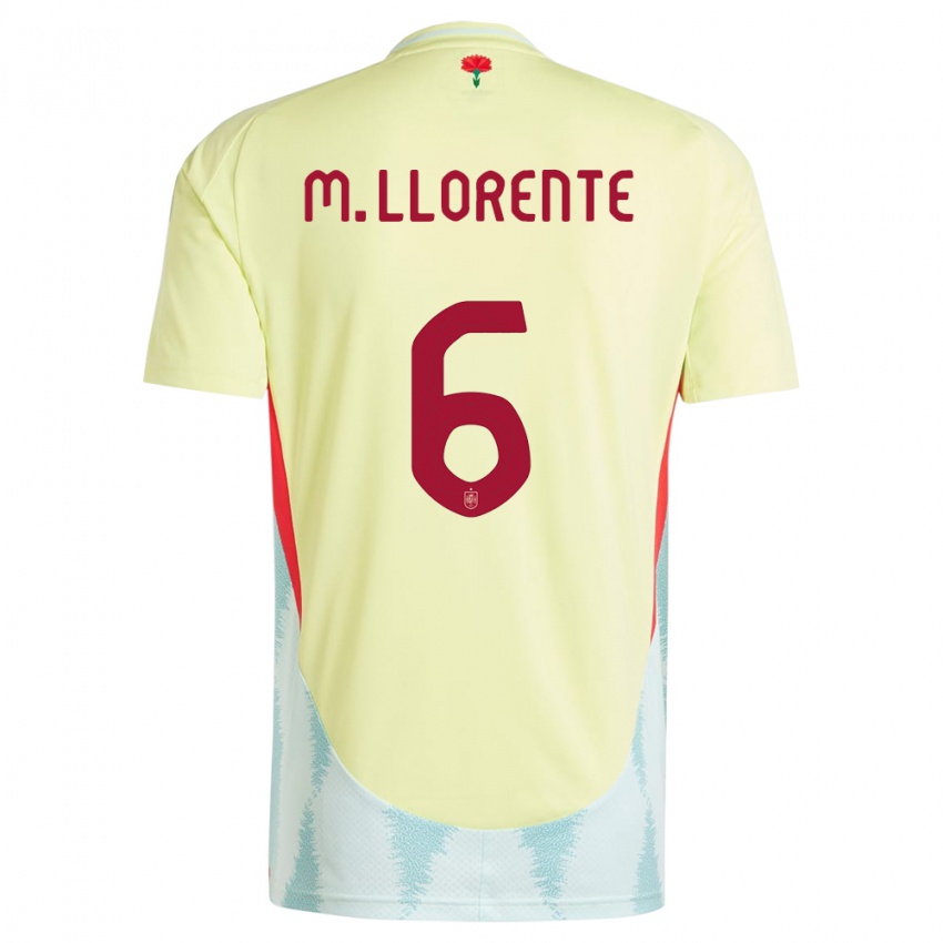 Herren Spanien Marcos Llorente #6 Gelb Auswärtstrikot Trikot 24-26 T-Shirt Belgien