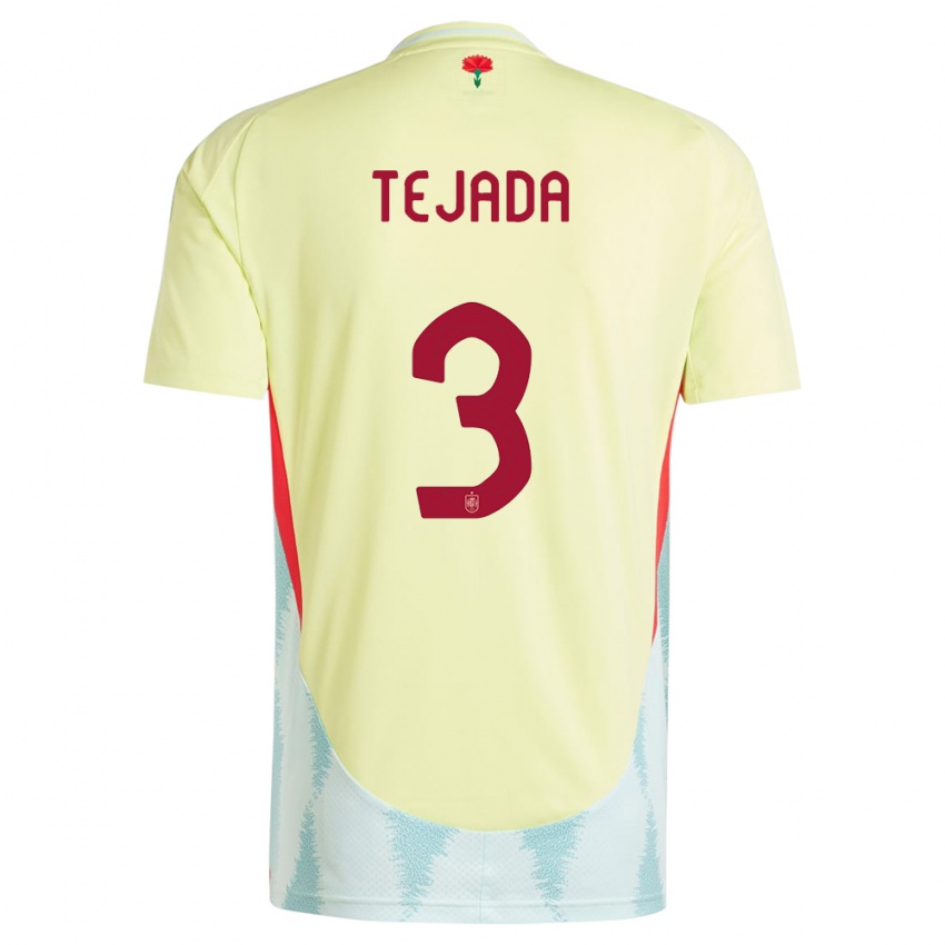 Homme Maillot Espagne Ana Tejada #3 Jaune Tenues Extérieur 24-26 T-Shirt Belgique