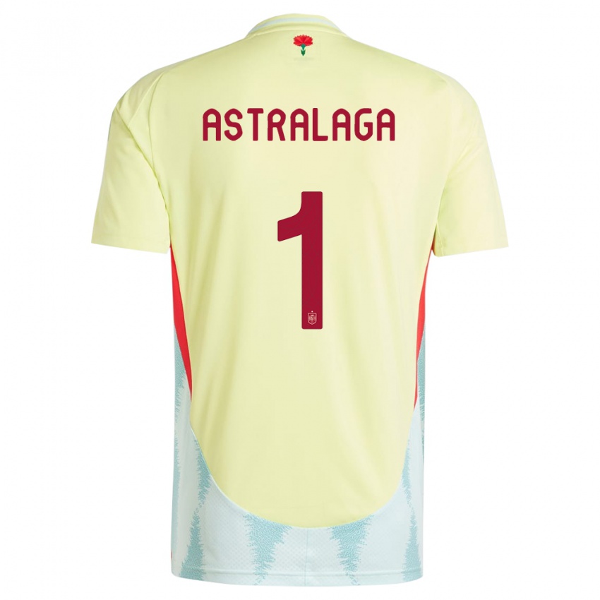 Heren Spanje Ander Astralaga #1 Geel Uitshirt Uittenue 24-26 T-Shirt België