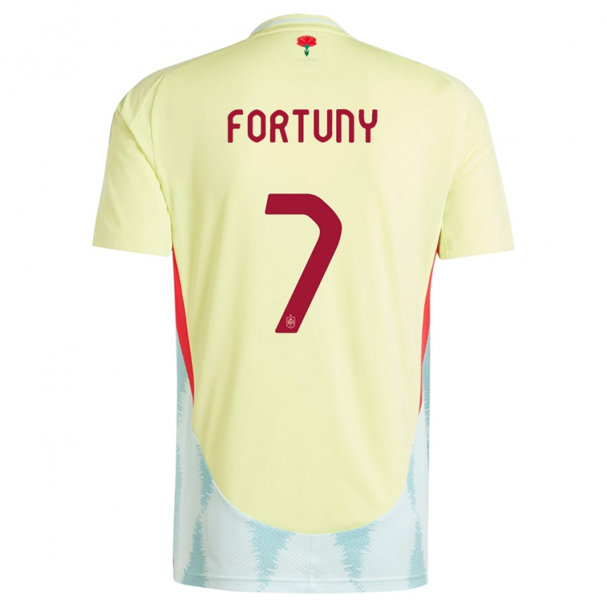 Heren Spanje Pol Fortuny #7 Geel Uitshirt Uittenue 24-26 T-Shirt België