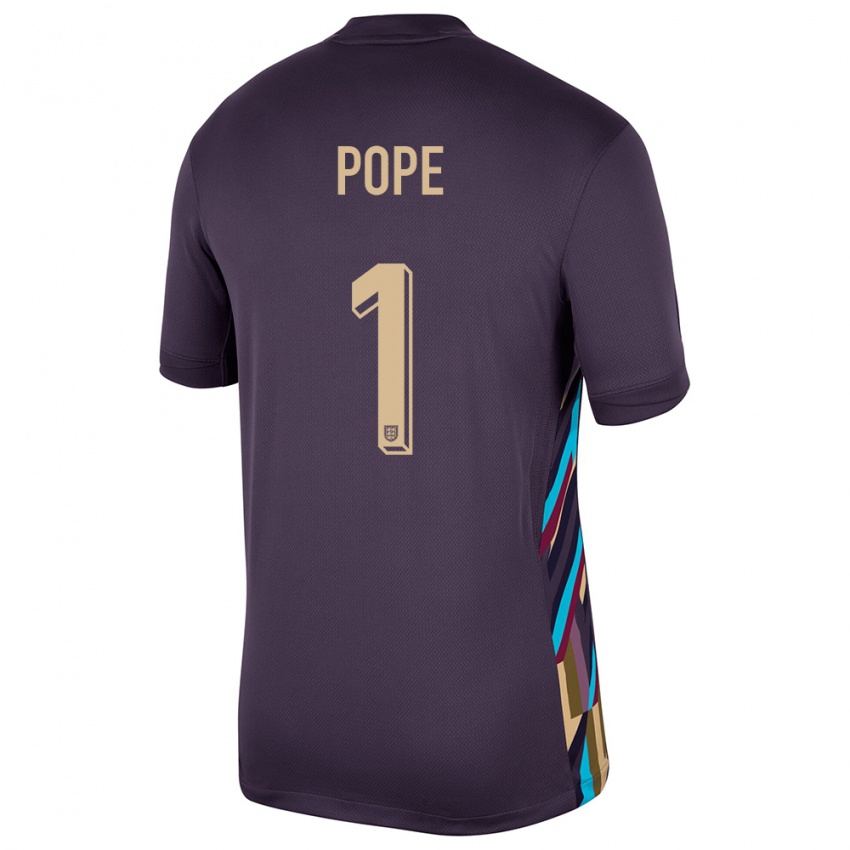 Herren England Nick Pope #1 Dunkle Rosine Auswärtstrikot Trikot 24-26 T-Shirt Belgien