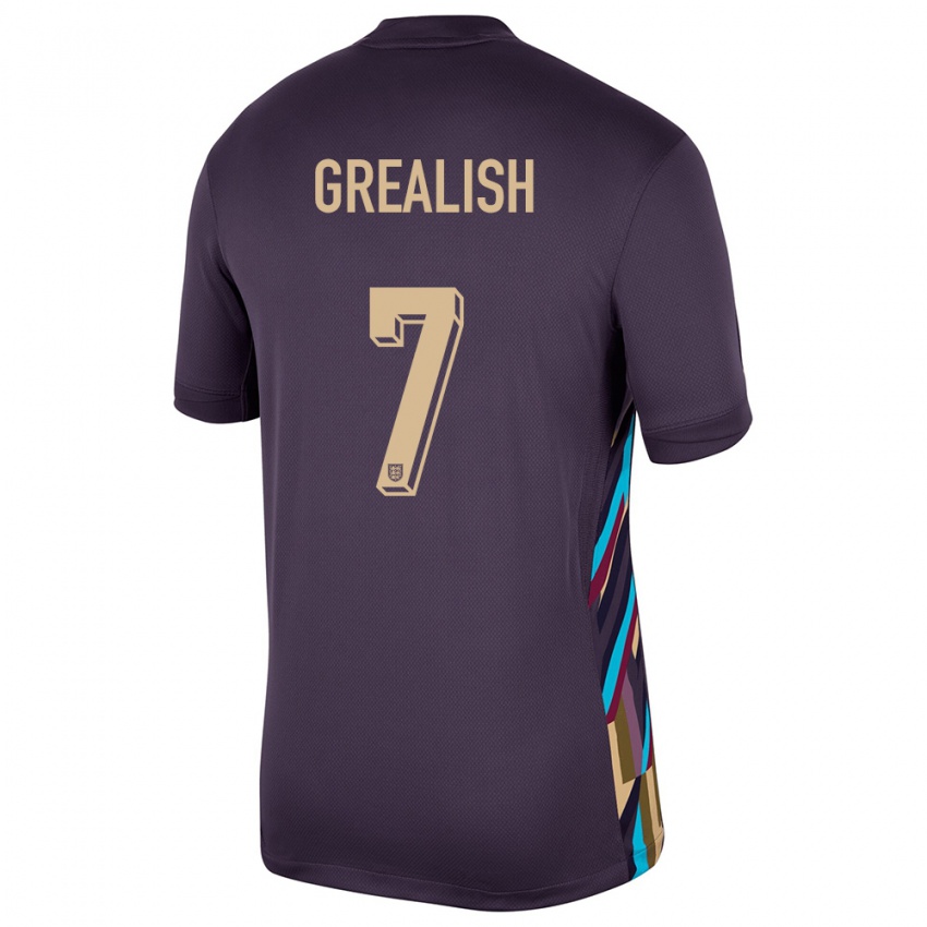 Heren Engeland Jack Grealish #7 Donkere Rozijn Uitshirt Uittenue 24-26 T-Shirt België