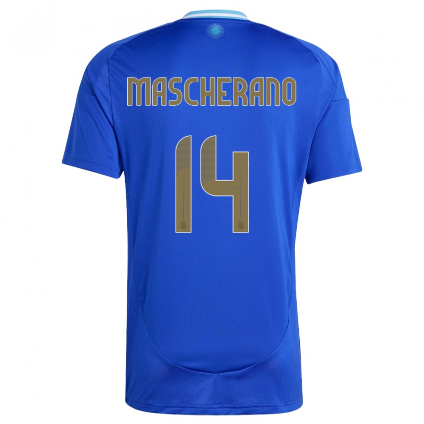 Herren Argentinien Javier Mascherano #14 Blau Auswärtstrikot Trikot 24-26 T-Shirt Belgien