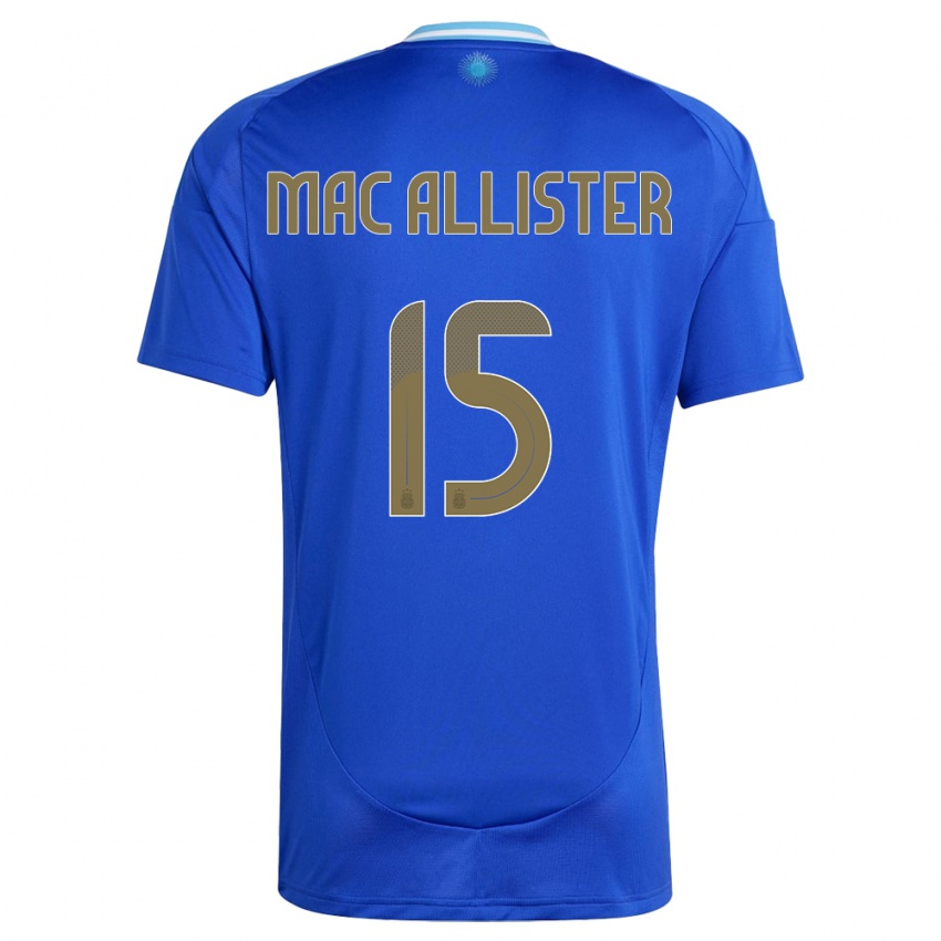 Herren Argentinien Alexis Mac Allister #15 Blau Auswärtstrikot Trikot 24-26 T-Shirt Belgien