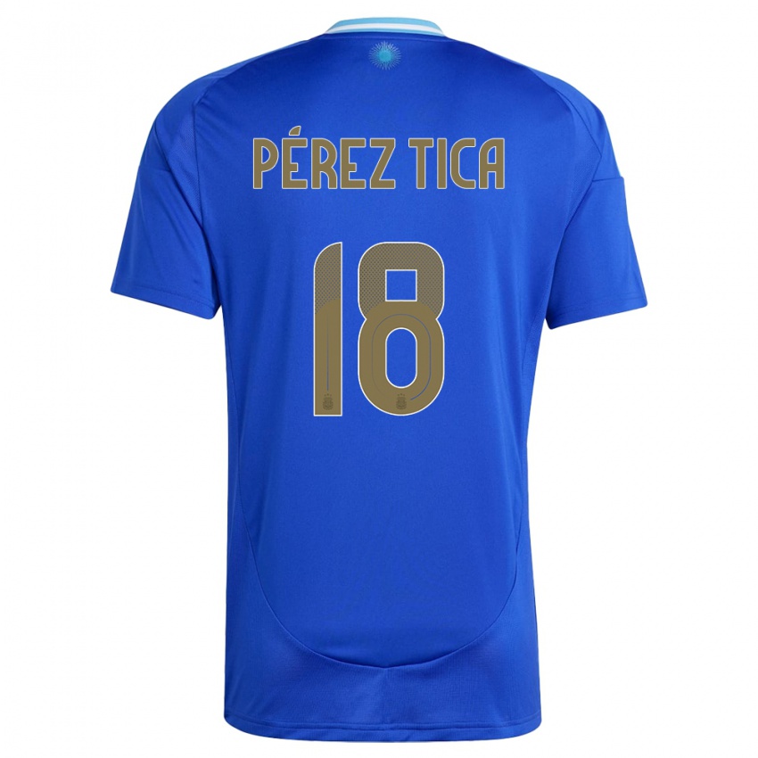 Herren Argentinien Jeremias Perez Tica #18 Blau Auswärtstrikot Trikot 24-26 T-Shirt Belgien