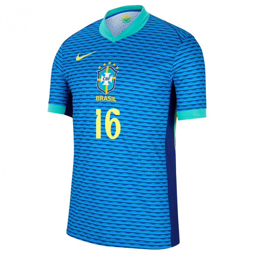 Homme Maillot Brésil Patryck #16 Bleu Tenues Extérieur 24-26 T-Shirt Belgique