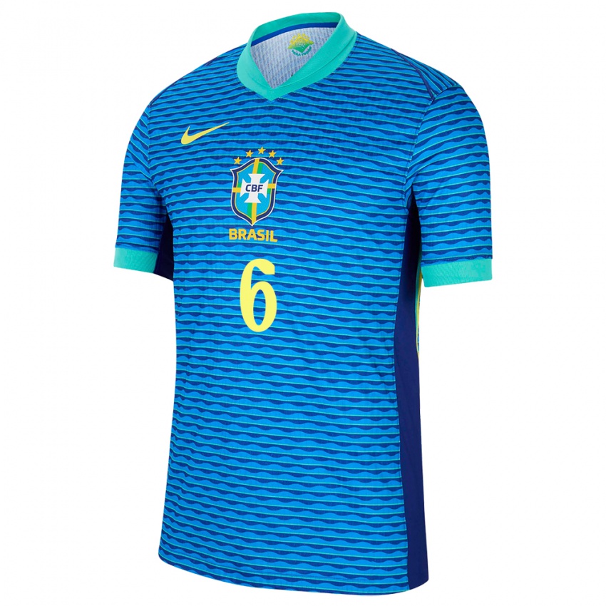 Herren Brasilien Esquerdinha #6 Blau Auswärtstrikot Trikot 24-26 T-Shirt Belgien