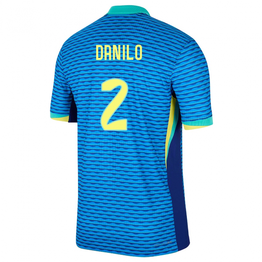 Herren Brasilien Danilo #2 Blau Auswärtstrikot Trikot 24-26 T-Shirt Belgien