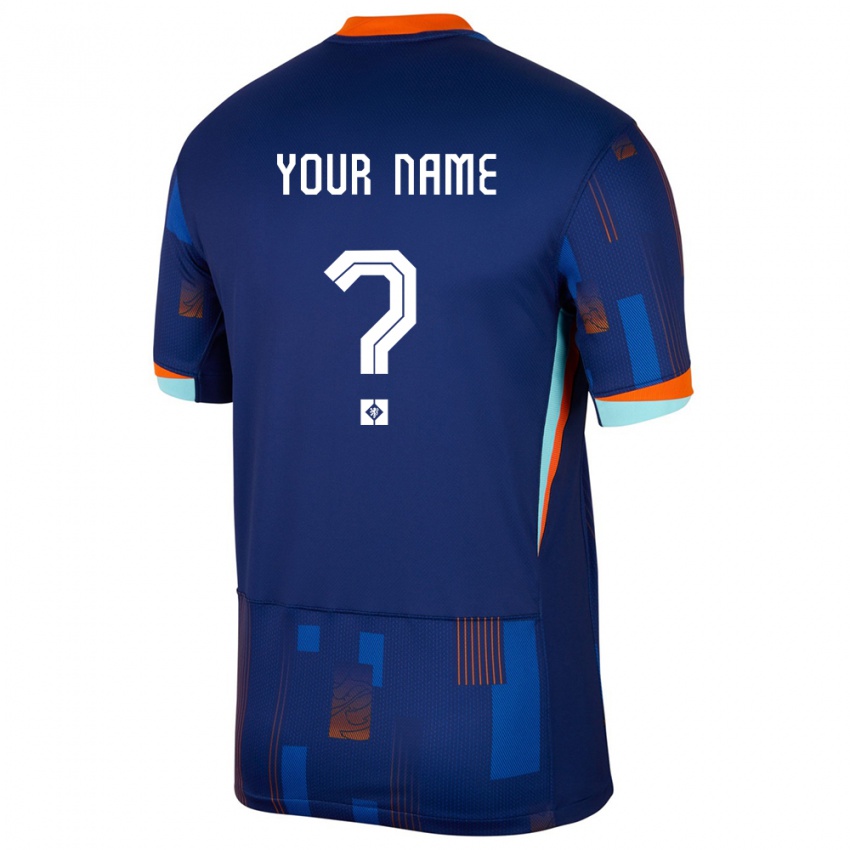 Heren Nederland Uw Naam #0 Blauw Uitshirt Uittenue 24-26 T-Shirt België