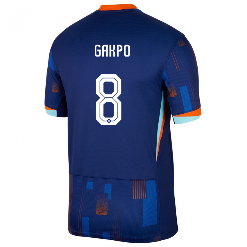 Homme Maillot Pays-Bas Cody Gakpo #8 Bleu Tenues Extérieur 24-26 T-Shirt Belgique