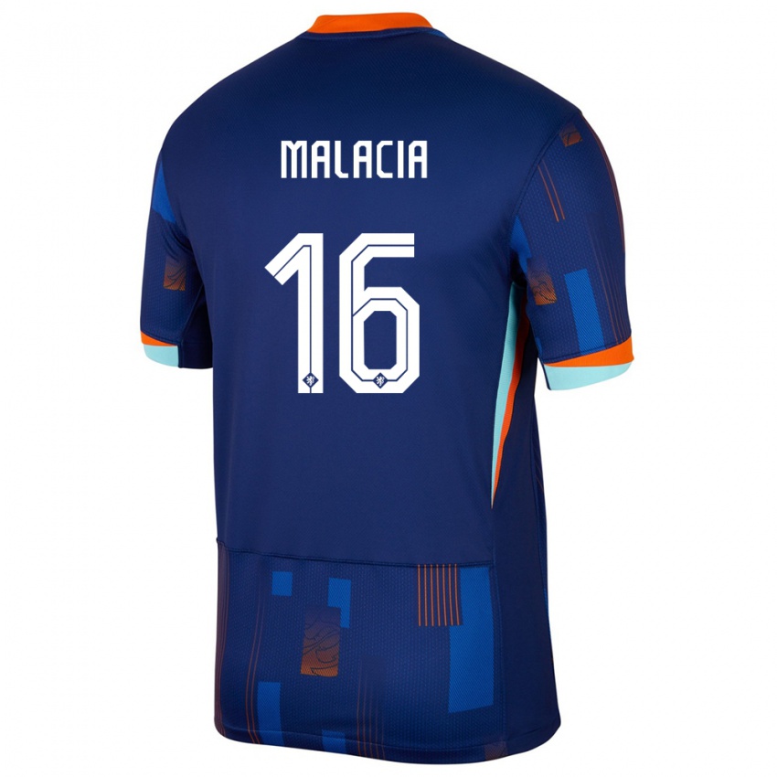 Herren Niederlande Tyrell Malacia #16 Blau Auswärtstrikot Trikot 24-26 T-Shirt Belgien