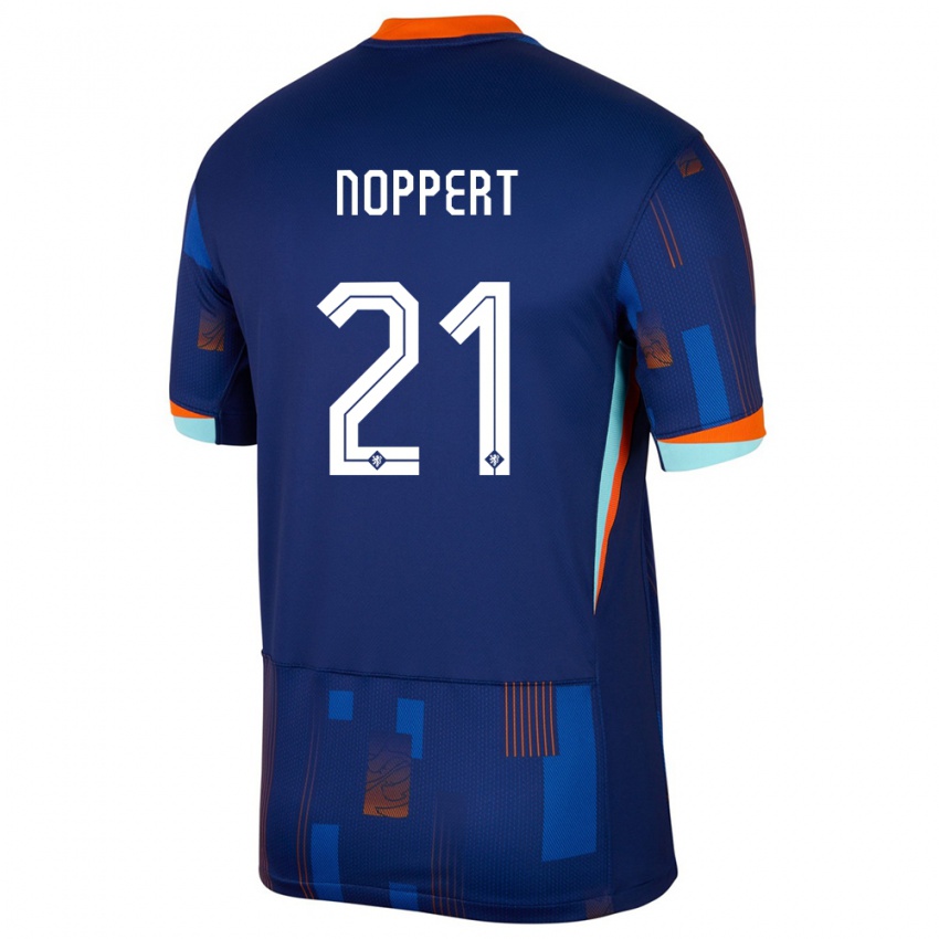 Heren Nederland Andries Noppert #21 Blauw Uitshirt Uittenue 24-26 T-Shirt België