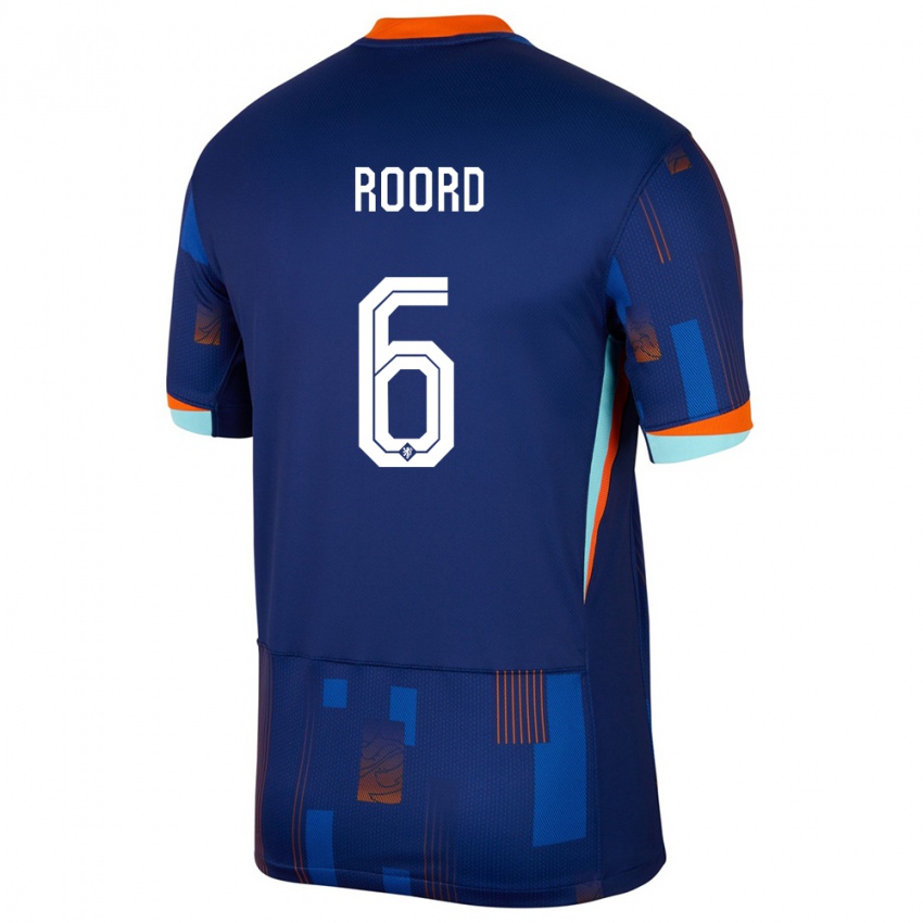 Heren Nederland Jill Roord #6 Blauw Uitshirt Uittenue 24-26 T-Shirt België