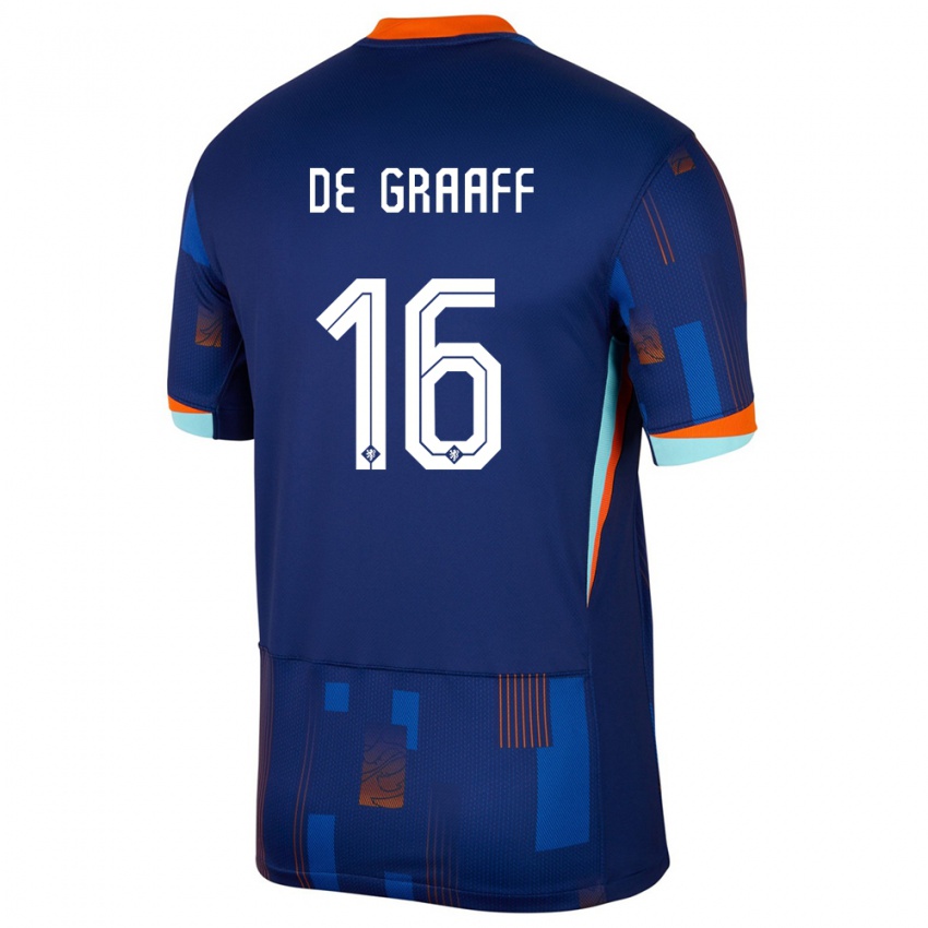 Herren Niederlande Tom De Graaff #16 Blau Auswärtstrikot Trikot 24-26 T-Shirt Belgien