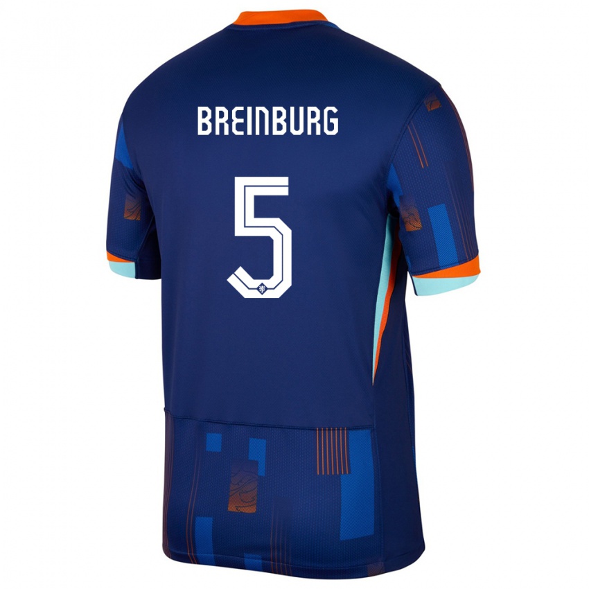 Herren Niederlande Rainey Breinburg #5 Blau Auswärtstrikot Trikot 24-26 T-Shirt Belgien