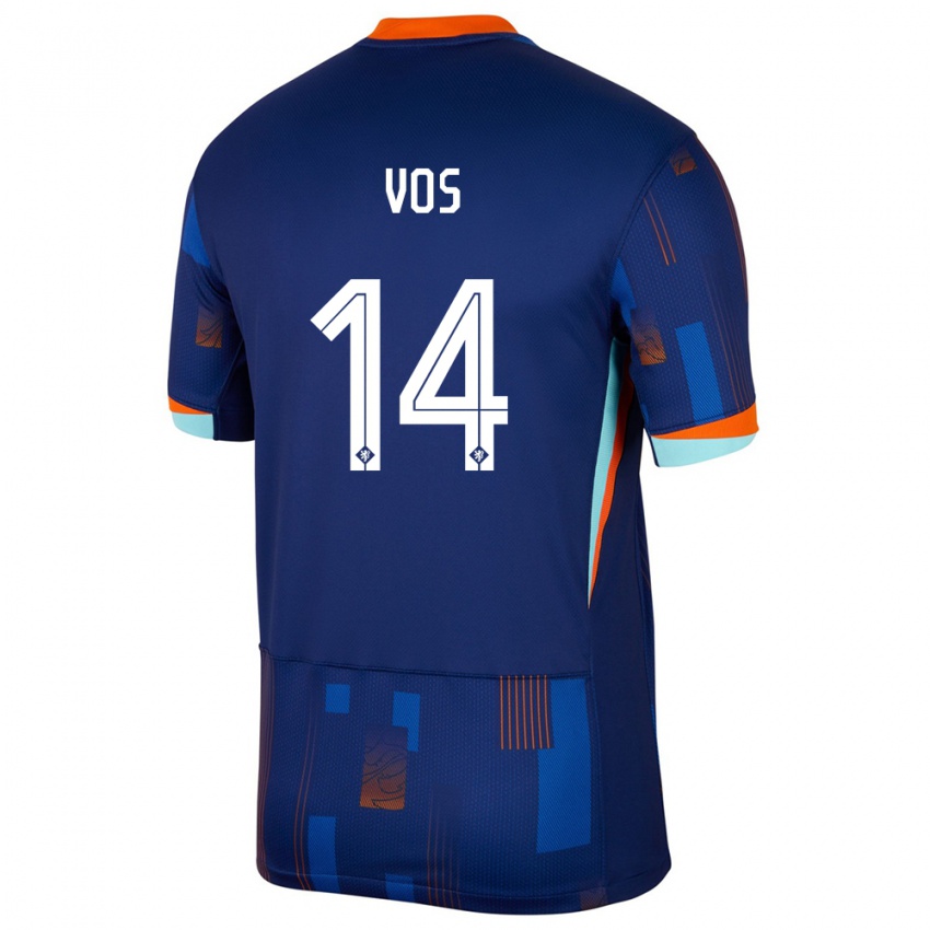 Herren Niederlande Silvano Vos #14 Blau Auswärtstrikot Trikot 24-26 T-Shirt Belgien