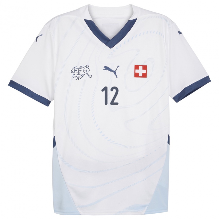 Herren Schweiz Gianni De Nitti #12 Weiß Auswärtstrikot Trikot 24-26 T-Shirt Belgien