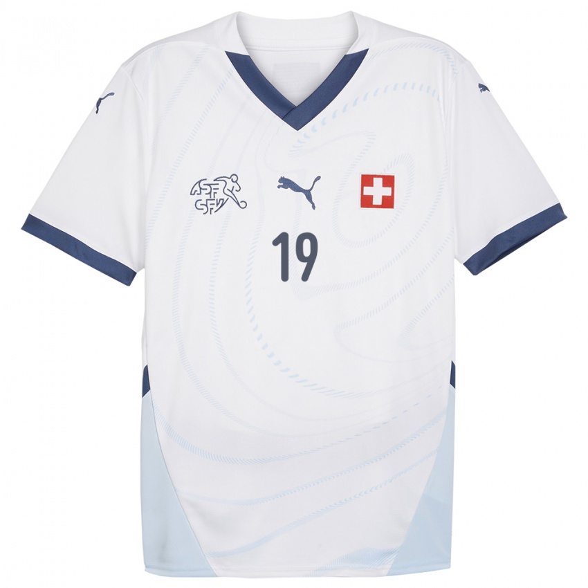 Herren Schweiz Eseosa Aigbogun #19 Weiß Auswärtstrikot Trikot 24-26 T-Shirt Belgien