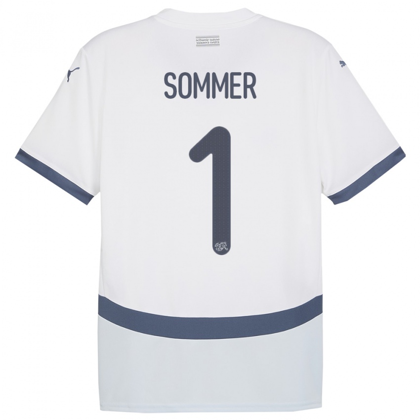 Heren Zwitserland Yann Sommer #1 Wit Uitshirt Uittenue 24-26 T-Shirt België