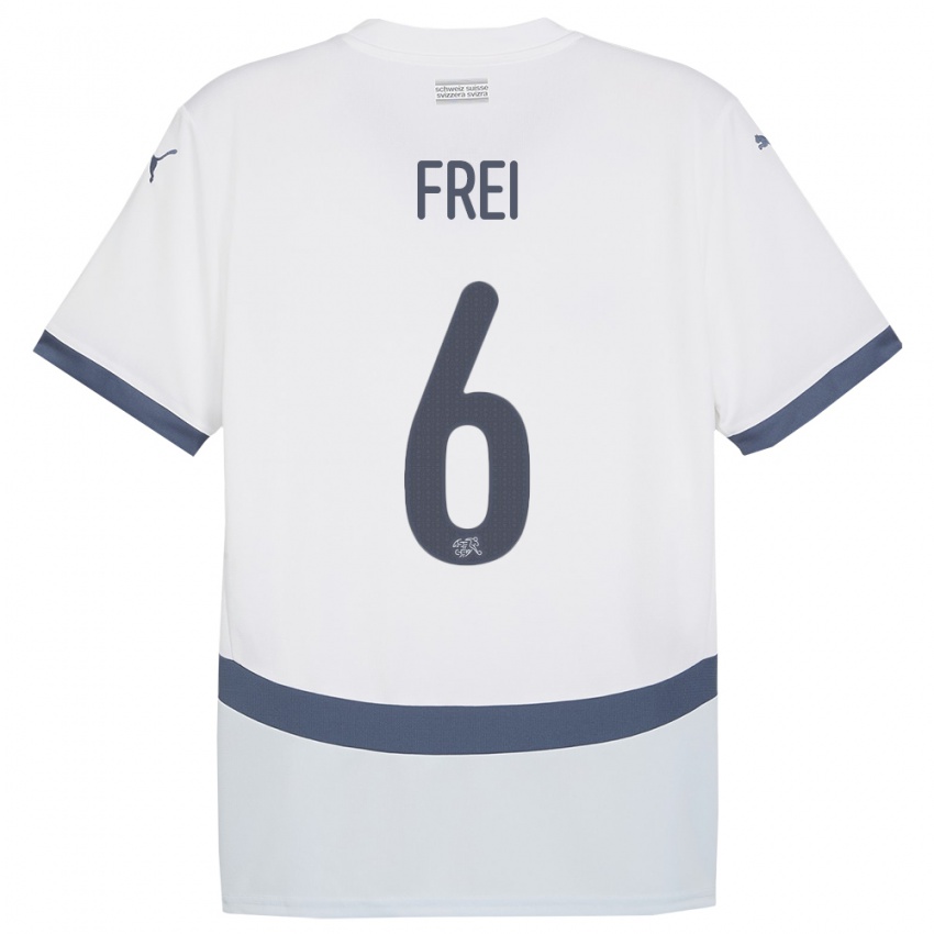 Herren Schweiz Fabian Frei #6 Weiß Auswärtstrikot Trikot 24-26 T-Shirt Belgien