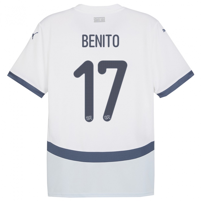 Herren Schweiz Loris Benito #17 Weiß Auswärtstrikot Trikot 24-26 T-Shirt Belgien