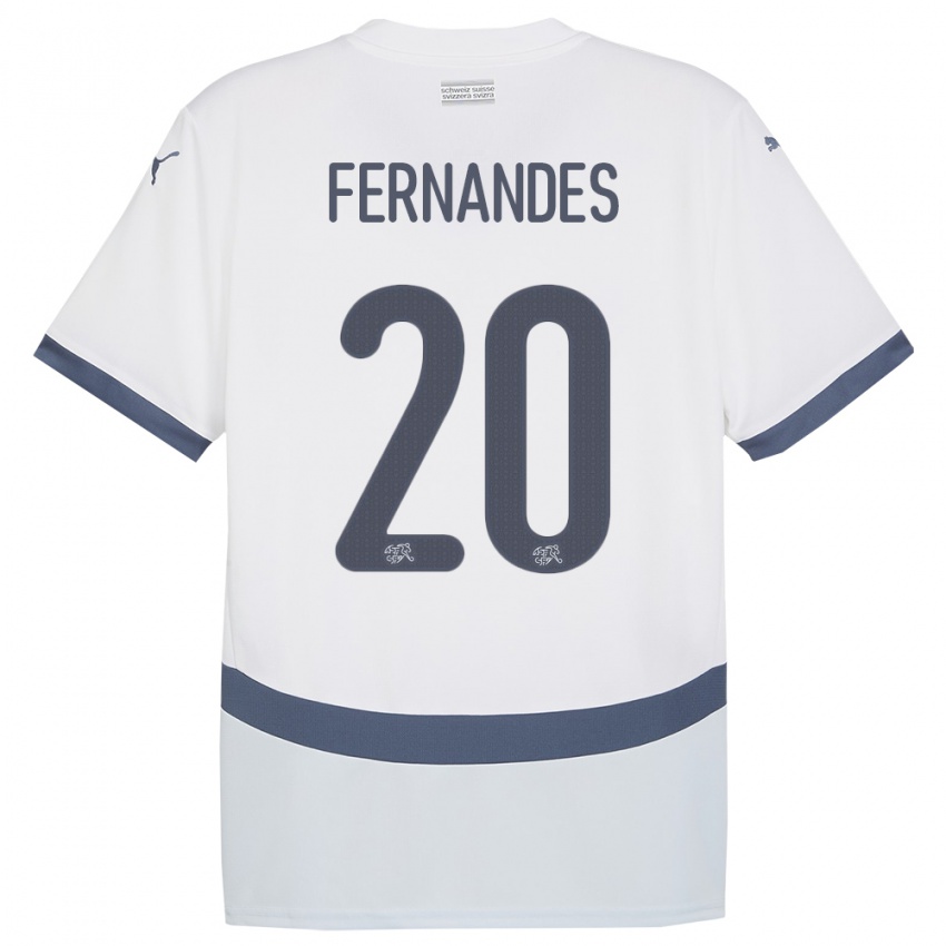 Herren Schweiz Edimilson Fernandes #20 Weiß Auswärtstrikot Trikot 24-26 T-Shirt Belgien