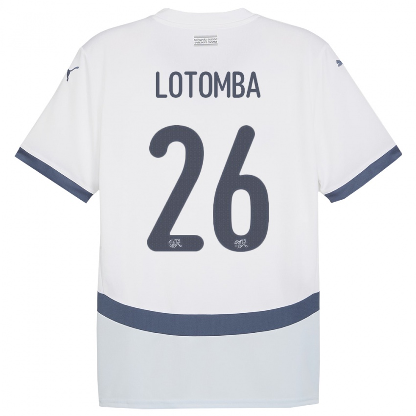 Homme Maillot Suisse Jordan Lotomba #26 Blanc Tenues Extérieur 24-26 T-Shirt Belgique