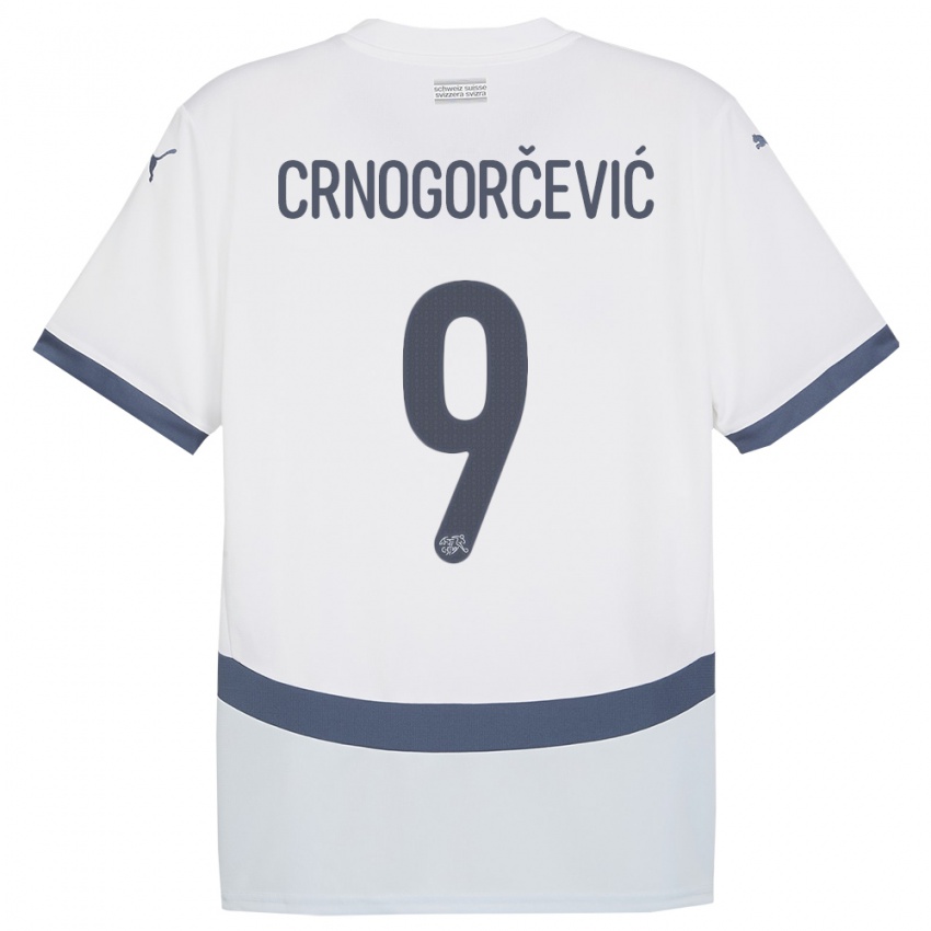Homme Maillot Suisse Ana Maria Crnogorcevic #9 Blanc Tenues Extérieur 24-26 T-Shirt Belgique