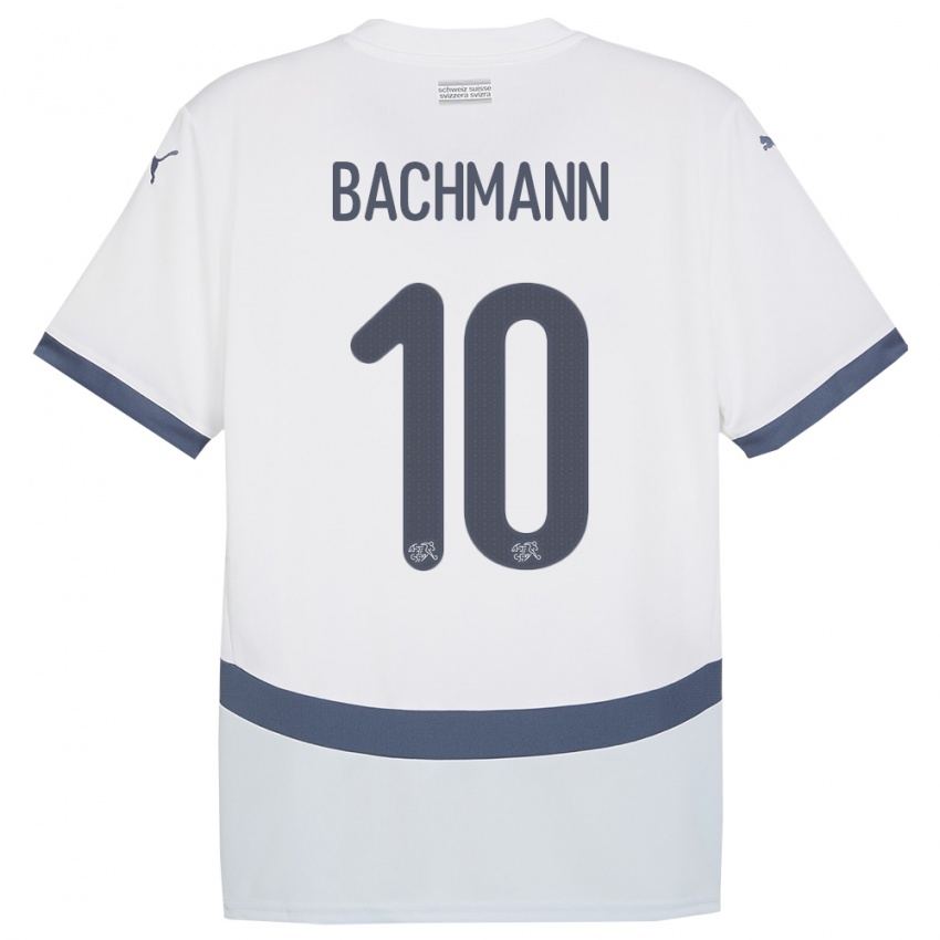 Herren Schweiz Ramona Bachmann #10 Weiß Auswärtstrikot Trikot 24-26 T-Shirt Belgien