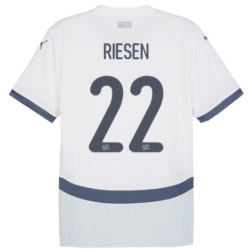Heren Zwitserland Nadine Riesen #22 Wit Uitshirt Uittenue 24-26 T-Shirt België
