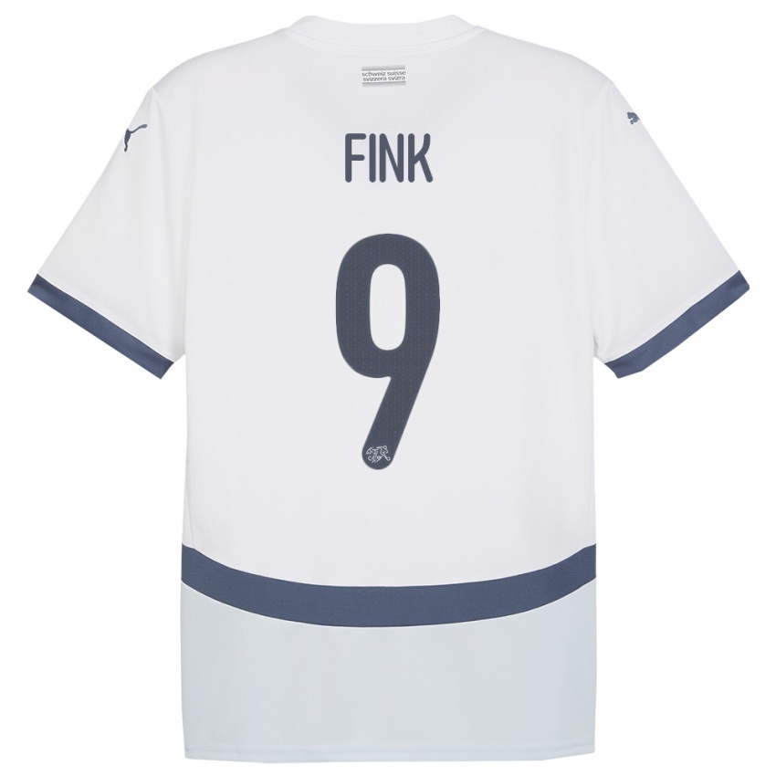 Herren Schweiz Bradley Fink #9 Weiß Auswärtstrikot Trikot 24-26 T-Shirt Belgien
