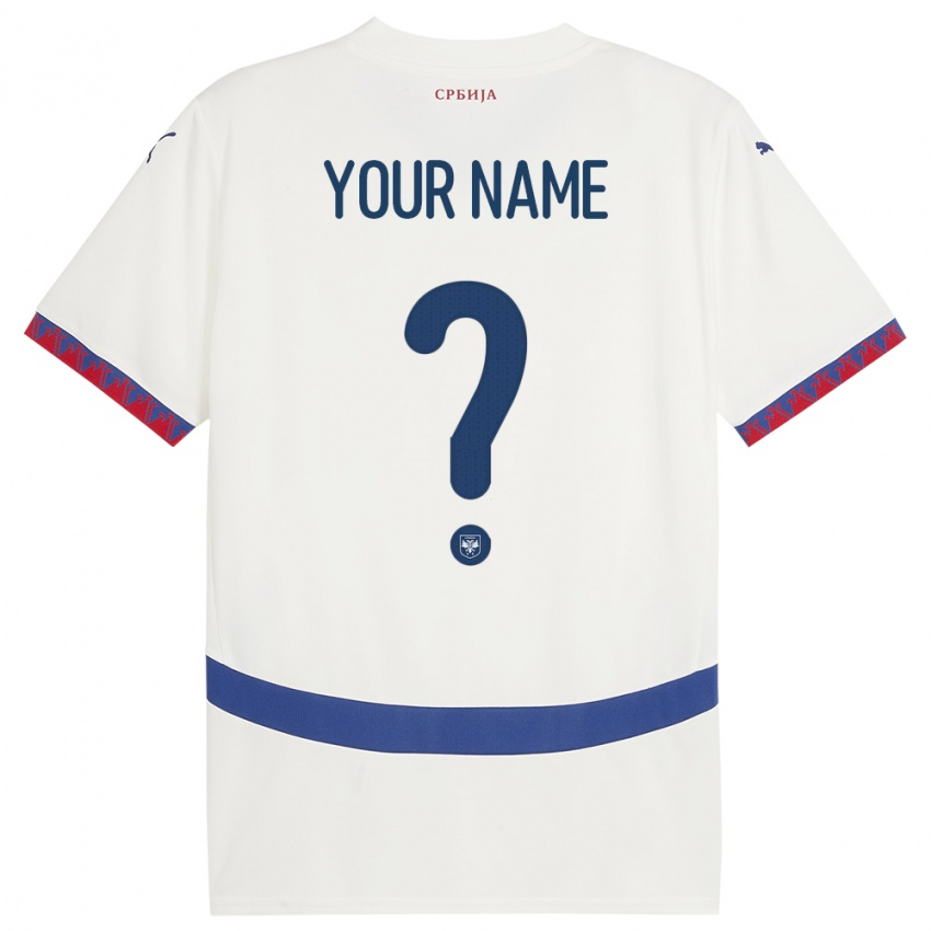 Herren Serbien Ihren Namen #0 Weiß Auswärtstrikot Trikot 24-26 T-Shirt Belgien